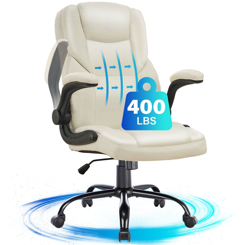 JONPONY Big and Tall Office Chair 400LBS Wide Seat Ergonomic Computer Desk Chair High Back Executive Leather Chair Adjustable Task Chair Lumbar Back Support 8 Hours Heavy Duty Design,Black