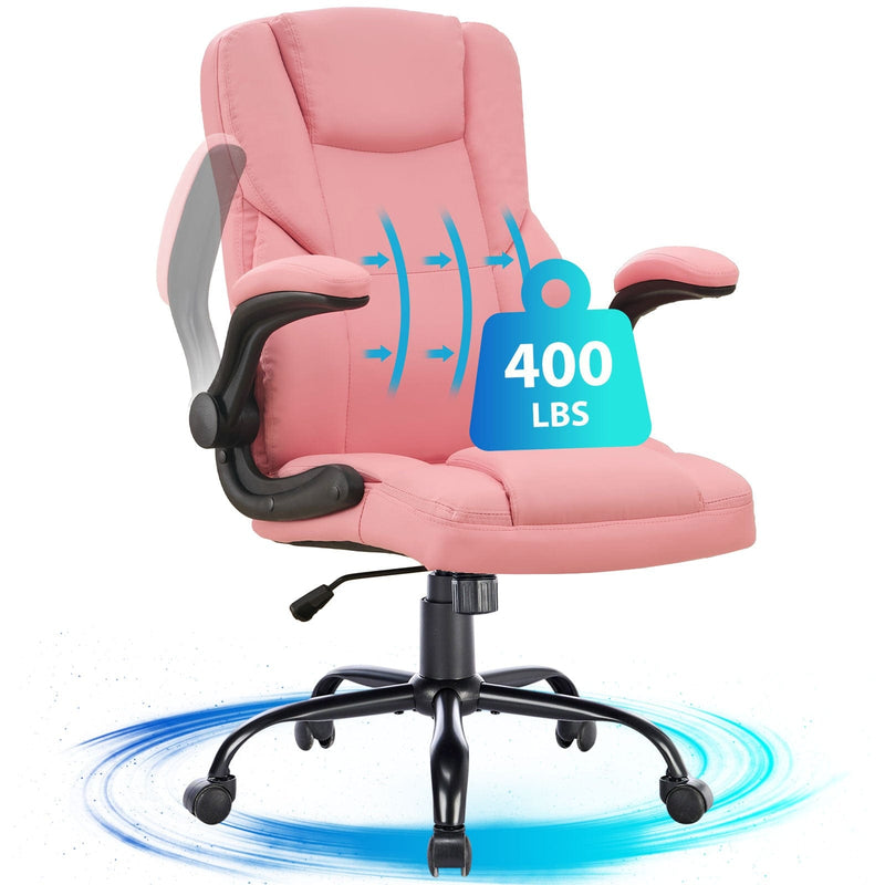 JONPONY Big and Tall Office Chair 400LBS Wide Seat Ergonomic Computer Desk Chair High Back Executive Leather Chair Adjustable Task Chair Lumbar Back Support 8 Hours Heavy Duty Design,Black