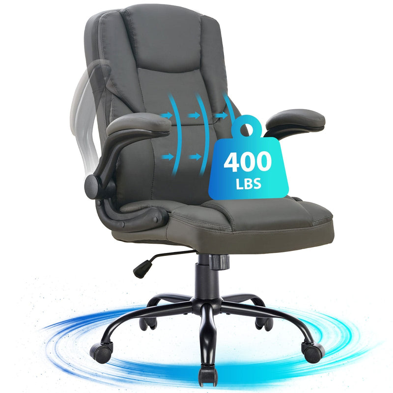 JONPONY Big and Tall Office Chair 400LBS Wide Seat Ergonomic Computer Desk Chair High Back Executive Leather Chair Adjustable Task Chair Lumbar Back Support 8 Hours Heavy Duty Design,Black
