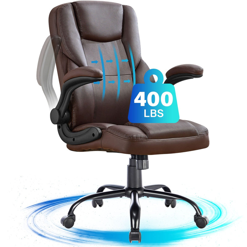 JONPONY Big and Tall Office Chair 400LBS Wide Seat Ergonomic Computer Desk Chair High Back Executive Leather Chair Adjustable Task Chair Lumbar Back Support 8 Hours Heavy Duty Design,Black