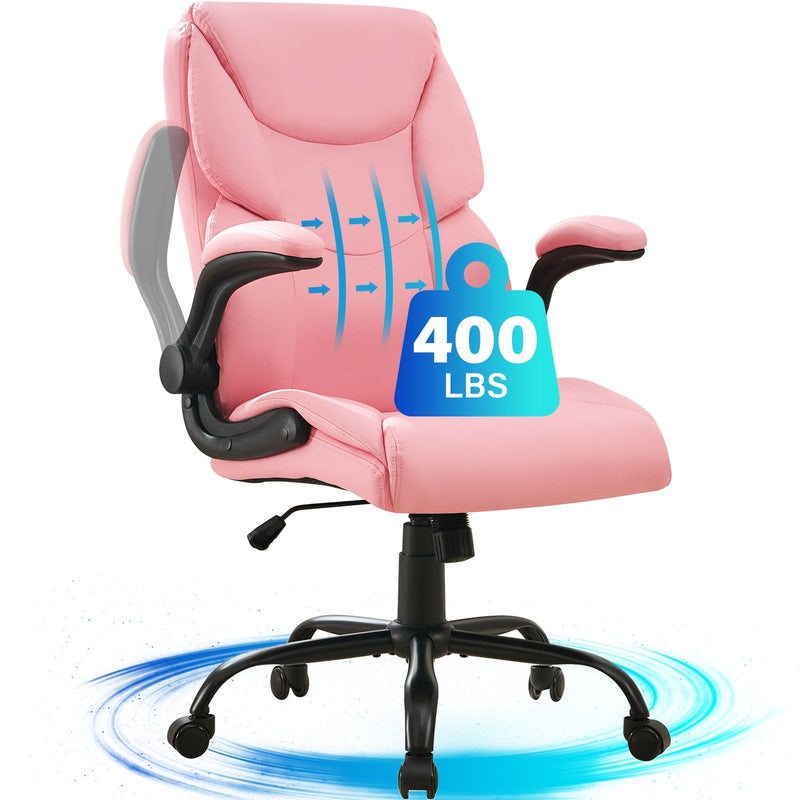 JONPONY Big and Tall Office Chair 400LBS Wide Seat Ergonomic Computer Desk Chair High Back Executive Leather Chair Adjustable Task Chair Lumbar Back Support 8 Hours Heavy Duty Design,Black