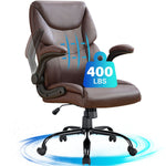 JONPONY Big and Tall Office Chair 400LBS Wide Seat Ergonomic Computer Desk Chair High Back Executive Leather Chair Adjustable Task Chair Lumbar Back Support 8 Hours Heavy Duty Design,Black