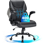 JONPONY Big and Tall Office Chair 400LBS Wide Seat Ergonomic Computer Desk Chair High Back Executive Leather Chair Adjustable Task Chair Lumbar Back Support 8 Hours Heavy Duty Design,Black