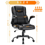 JONPONY Big and Tall Office Chair 400LBS Wide Seat Ergonomic Computer Desk Chair High Back Executive Leather Chair Adjustable Task Chair Lumbar Back Support 8 Hours Heavy Duty Design,Black