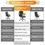 JONPONY Big and Tall Office Chair 400LBS Wide Seat Ergonomic Computer Desk Chair High Back Executive Leather Chair Adjustable Task Chair Lumbar Back Support 8 Hours Heavy Duty Design,Black