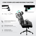 JONPONY Big and Tall Office Chair, 500lbs Desk Chair, Ergonomic Office Chair, Adjustable Lumbar Support, Headrest & 3D Armrest, Thickened Cushion has a Spring Pack in The Middle,Black