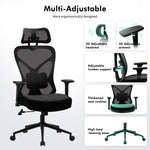 JONPONY Big and Tall Office Chair, 500lbs Desk Chair, Ergonomic Office Chair, Adjustable Lumbar Support, Headrest & 3D Armrest, Thickened Cushion has a Spring Pack in The Middle,Black