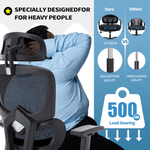 JONPONY Big and Tall Office Chair 500LBS Ergonomic Office Chair for Heavy People with Heavy Duty Metal Base, Dynamic Lumbar Support, Adjustable Armrest and Headrest Mesh Chair,Black