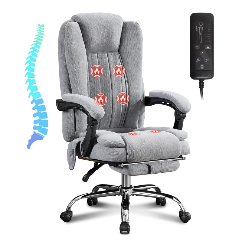 JONPONY Big and Tall Office Chair 500LBS Executive Office Chair Massage and Footrest Ergonomic Computer Desk Chair Reclining High Back Leather Office Chair Lumbar Back Support Swivel Rolling,Black