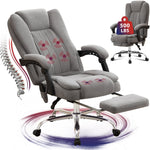JONPONY Big and Tall Office Chair 500LBS Executive Office Chair Massage and Footrest Ergonomic Computer Desk Chair Reclining High Back Leather Office Chair Lumbar Back Support Swivel Rolling,Black