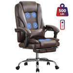 JONPONY Big and Tall Office Chair 500LBS Executive Office Chair Massage and Footrest Ergonomic Computer Desk Chair Reclining High Back Leather Office Chair Lumbar Back Support Swivel Rolling,Black