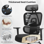 JONPONY Ergonomic Office Chair with Adjustable Backrest and Armrest Breathable Mesh Desk with Adaptive Headrest and Lumbar Support X Chair Office Chair with Wheel, Black