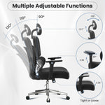 JONPONY Ergonomic Office Chair with Adjustable Backrest and Armrest Breathable Mesh Desk with Adaptive Headrest and Lumbar Support X Chair Office Chair with Wheel, Black