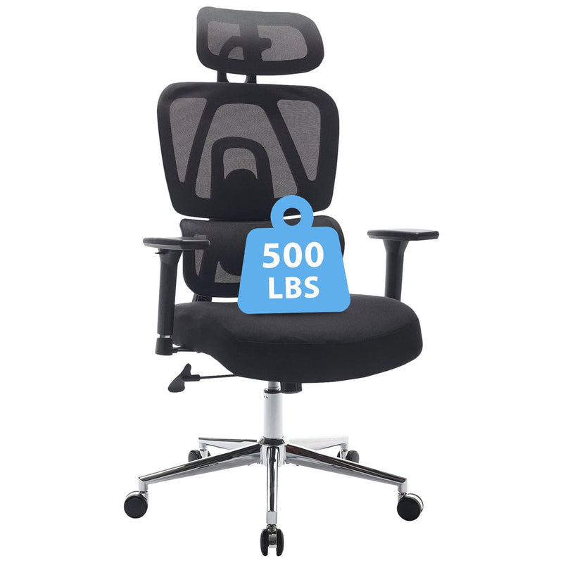 JONPONY Ergonomic Office Chair with Adjustable Backrest and Armrest Breathable Mesh Desk with Adaptive Headrest and Lumbar Support X Chair Office Chair with Wheel, Black