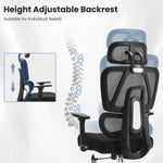 JONPONY Ergonomic Office Chair with Adjustable Backrest and Armrest Breathable Mesh Desk with Adaptive Headrest and Lumbar Support X Chair Office Chair with Wheel, Black