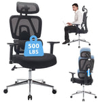 JONPONY Ergonomic Office Chair with Adjustable Backrest and Armrest Breathable Mesh Desk with Adaptive Headrest and Lumbar Support X Chair Office Chair with Wheel, Black