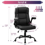 JONPONY Big and Tall Office Chair 400LBS Wide Seat Ergonomic Computer Desk Chair High Back Executive Leather Chair Adjustable Task Chair Lumbar Back Support 8 Hours Heavy Duty Design,Black