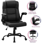 JONPONY Big and Tall Office Chair 400LBS Wide Seat Ergonomic Computer Desk Chair High Back Executive Leather Chair Adjustable Task Chair Lumbar Back Support 8 Hours Heavy Duty Design,Black