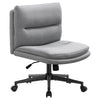 JONPONY PU Leather Armless Office Desk Chair No Wheels,Criss Cross Legged Home Office Chair, Wide Padded Swivel Vanity Chair,120Rocking Mid Back Ergonomic Computer Task Chair for Make Up,Beige