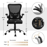 JONPONY Big and Tall Office Chair 400LBS，Ergonomic Office Chair, Task Chair, Comfort Desk Chair with Adjustable Lumbar Support and Flip up Arms, 400lb, Black