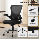 JONPONY Big and Tall Office Chair 400LBS，Ergonomic Office Chair, Task Chair, Comfort Desk Chair with Adjustable Lumbar Support and Flip up Arms, 400lb, Black