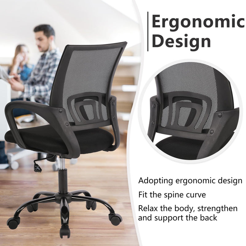 JONPONY Big and Tall Office Chair Ergonomic Office Chair with Lumbar Support, Adjustable height ,8 Hours Heavy Duty Design,Black