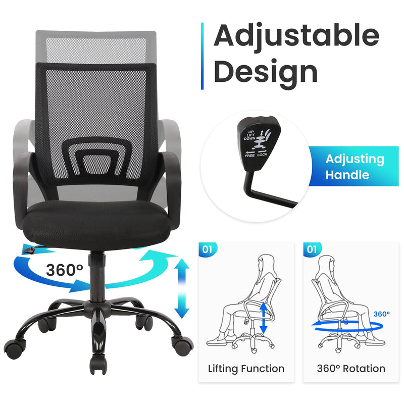 JONPONY Big and Tall Office Chair Ergonomic Office Chair with Lumbar Support, Adjustable height ,8 Hours Heavy Duty Design,Black