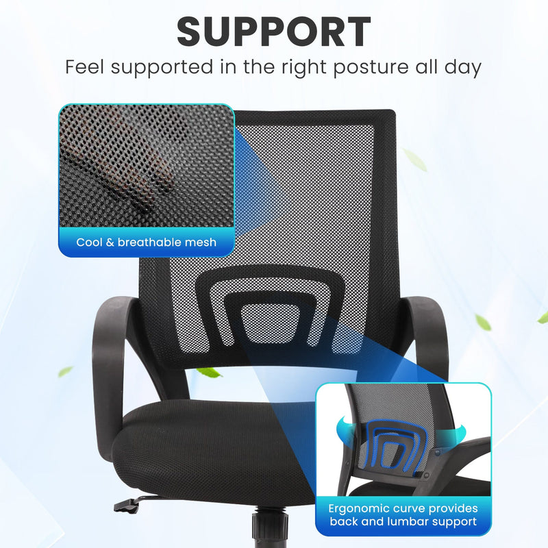 JONPONY Big and Tall Office Chair Ergonomic Office Chair with Lumbar Support, Adjustable height ,8 Hours Heavy Duty Design,Black