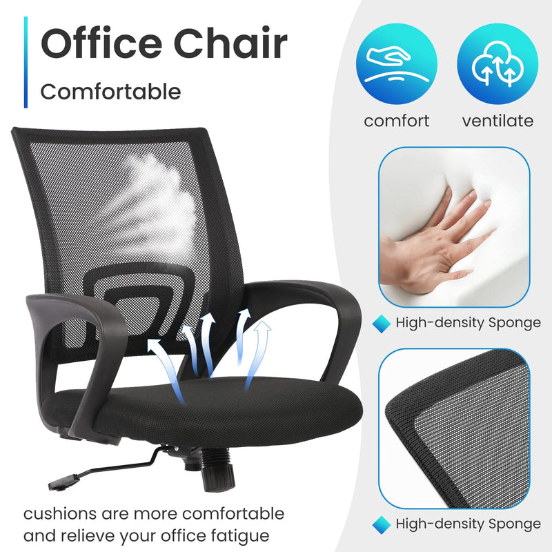 JONPONY Big and Tall Office Chair Ergonomic Office Chair with Lumbar Support, Adjustable height ,8 Hours Heavy Duty Design,Black