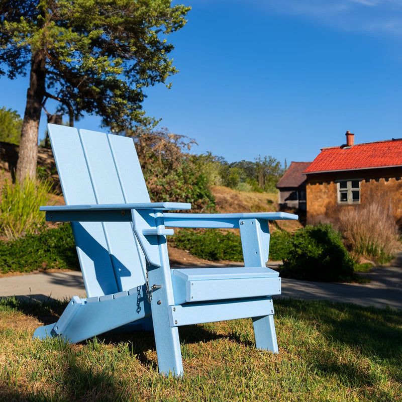 JONPONY HIPS Folding Adirondack Chair, Weather Resistant Design, Real Wood Look, Easy Folding Patio Chairs, Black