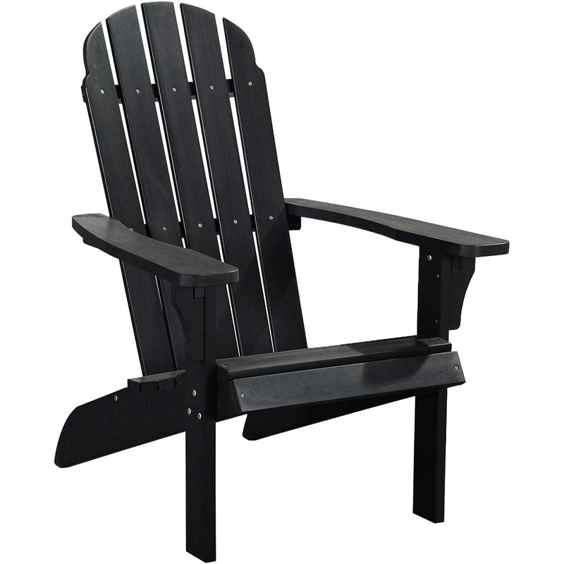 JONPONY HIPS Folding Adirondack Chair, Weather Resistant Design, Real Wood Look, Easy Folding Patio Chairs, Black