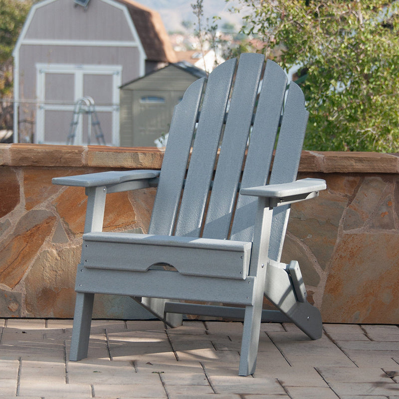 JONPONY HIPS Folding Adirondack Chair, Weather Resistant Design, Real Wood Look, Easy Folding Patio Chairs, Black