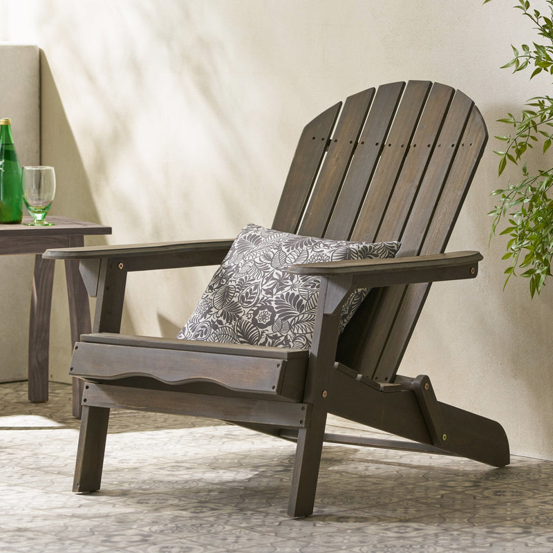 JONPONY Outdoor Folding HDPE Adirondack Chair, Patio Seat, Weather Resistant, Dark Grey