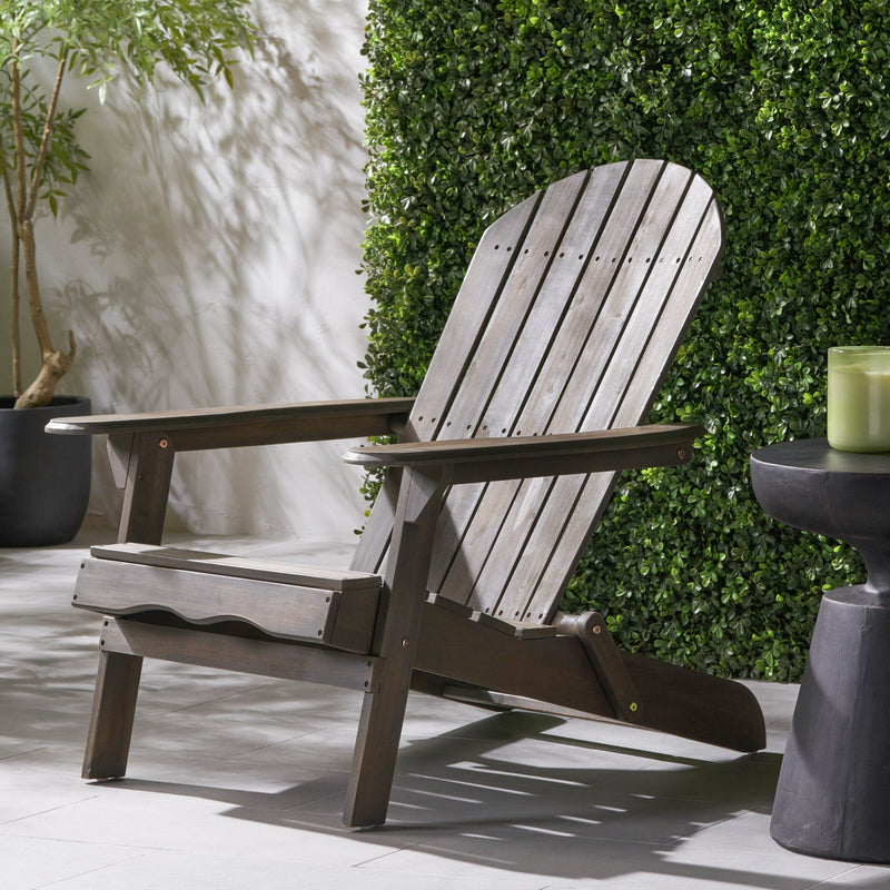JONPONY Outdoor Folding HDPE Adirondack Chair, Patio Seat, Weather Resistant, Dark Grey