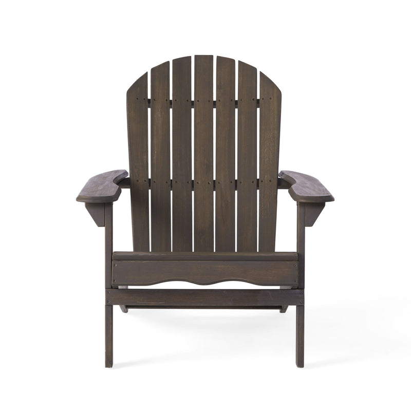 JONPONY Outdoor Folding HDPE Adirondack Chair, Patio Seat, Weather Resistant, Dark Grey