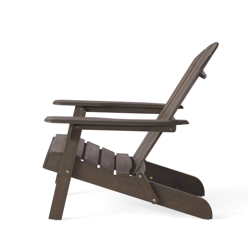 JONPONY Outdoor Folding HDPE Adirondack Chair, Patio Seat, Weather Resistant, Dark Grey