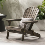 JONPONY Outdoor Folding HDPE Adirondack Chair, Patio Seat, Weather Resistant, Dark Grey