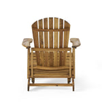 JONPONY Outdoor Folding HDPE Adirondack Chair, Patio Seat, Weather Resistant, Natural Stained