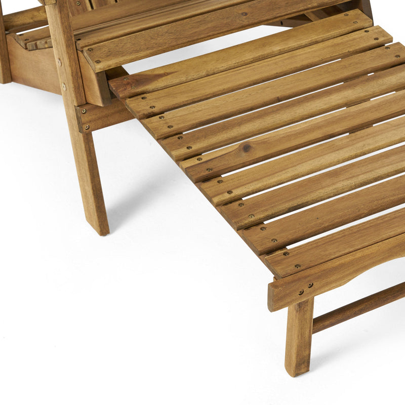 JONPONY Outdoor Folding HDPE Adirondack Chair, Patio Seat, Weather Resistant, Natural Stained