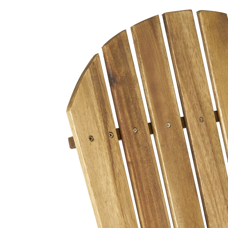 JONPONY Outdoor Folding HDPE Adirondack Chair, Patio Seat, Weather Resistant, Natural Stained