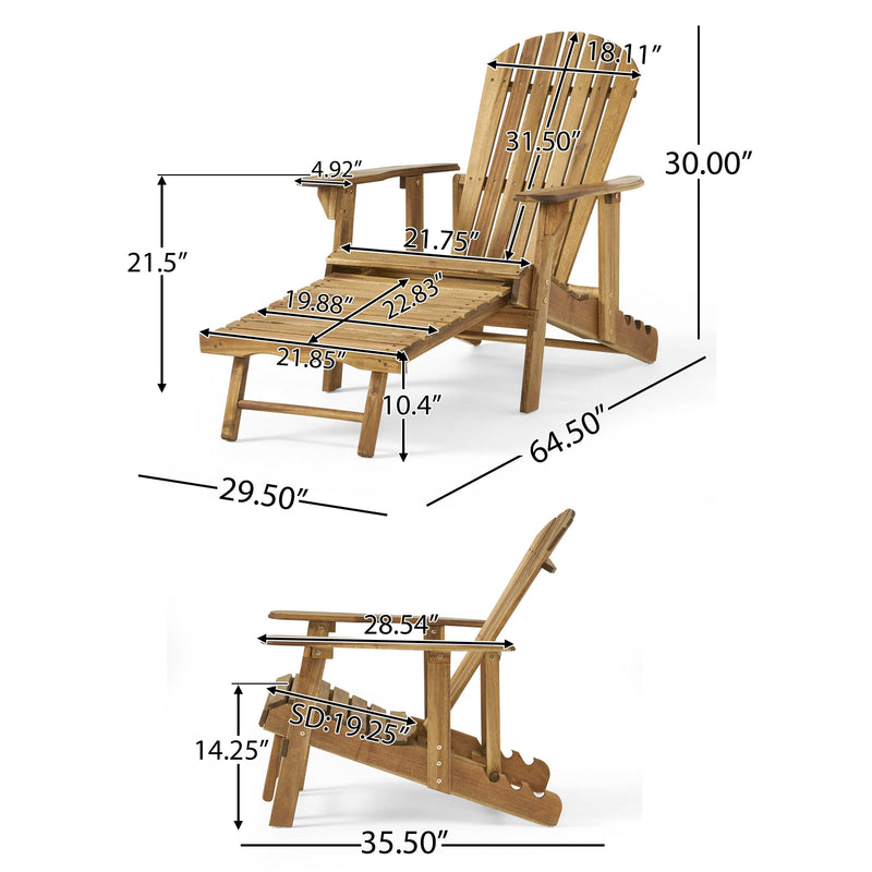 JONPONY Outdoor Folding HDPE Adirondack Chair, Patio Seat, Weather Resistant, Natural Stained