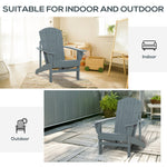 JONPONY Outsunny Wooden Adirondack Chair, Outdoor Patio Lawn Chair with Cup Holder, Weather Resistant Lawn Furniture, Classic Lounge for Deck, Garden, Backyard, Fire Pit, Dark Gray