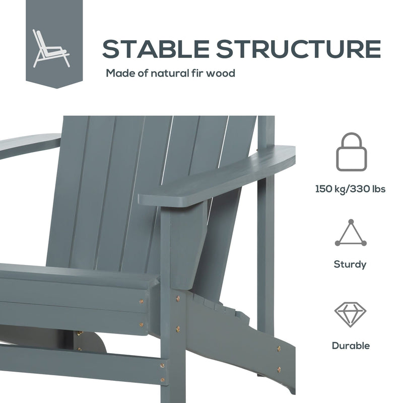 JONPONY Outsunny Wooden Adirondack Chair, Outdoor Patio Lawn Chair with Cup Holder, Weather Resistant Lawn Furniture, Classic Lounge for Deck, Garden, Backyard, Fire Pit, Dark Gray