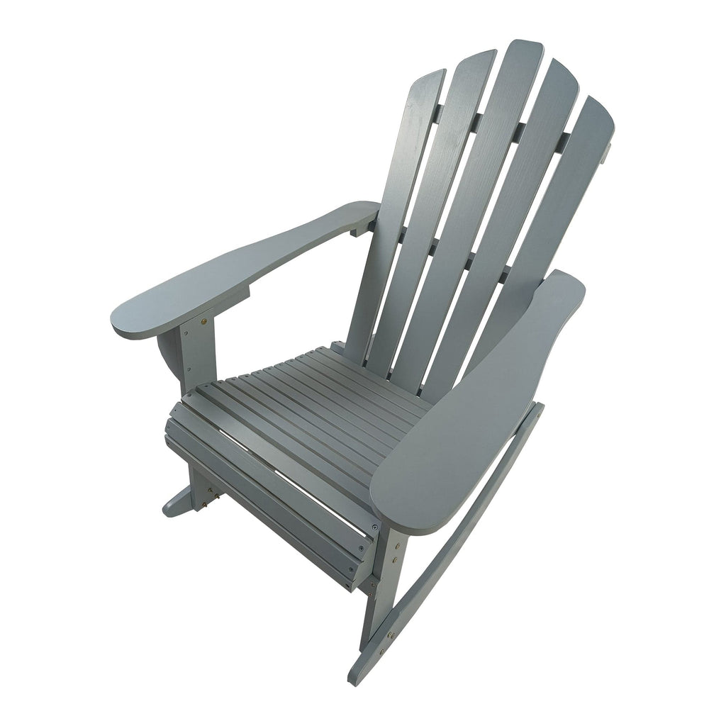 JONPONY Reclining Wooden Outdoor Rocking Adirondack chair,Grey