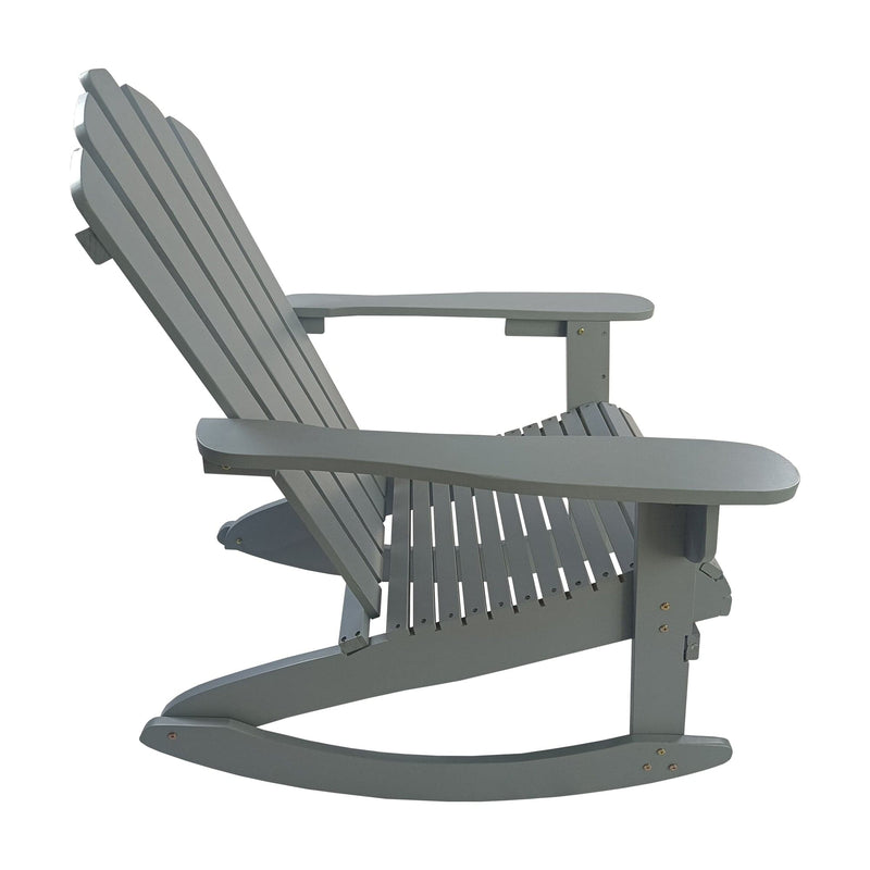 JONPONY Reclining Wooden Outdoor Rocking Adirondack chair,Grey