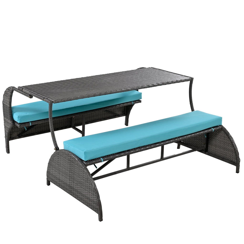 JONPONY Versatile outdoor loveseat that converts to four seats and a table, suitable for gardens and lawns