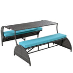 JONPONY Versatile outdoor loveseat that converts to four seats and a table, suitable for gardens and lawns