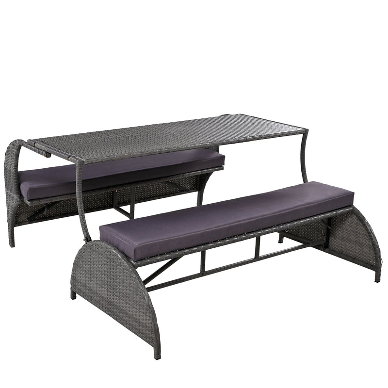 JONPONY Versatile outdoor loveseat that converts to four seats and a table, suitable for gardens and lawns