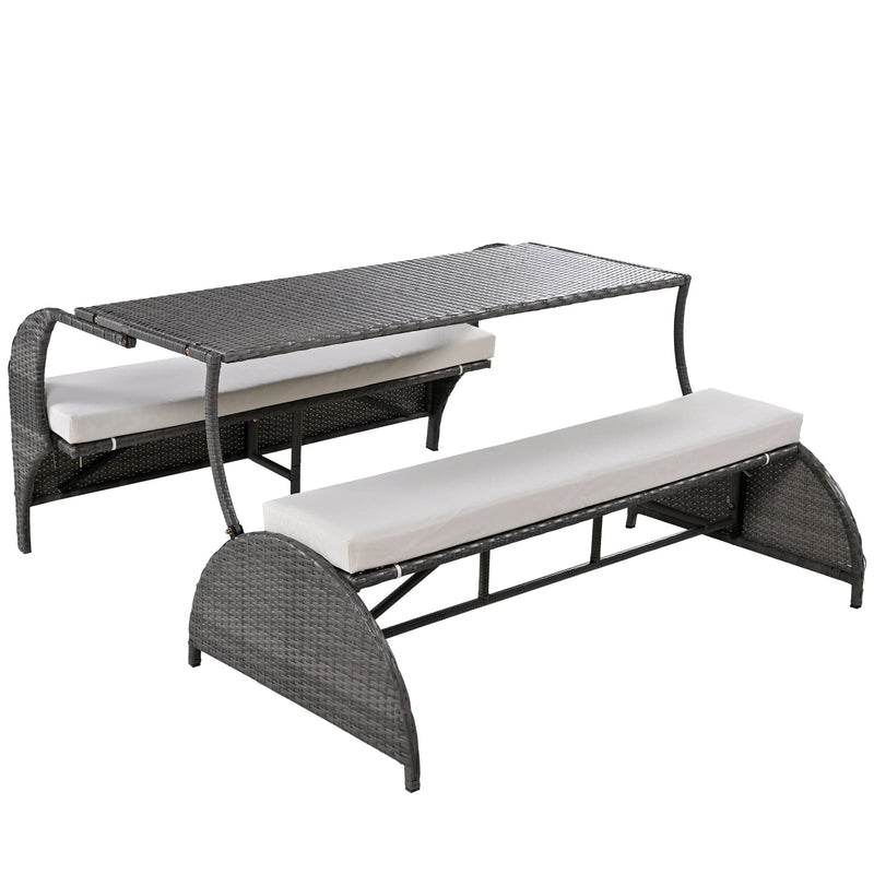 JONPONY Versatile outdoor loveseat that converts to four seats and a table, suitable for gardens and lawns