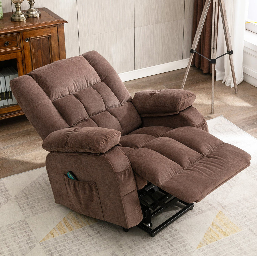 JONPONY Power Lift Recliner Chair Recliners for Elderly with Heat and Massage Recliner Chair for Living Room with Infinite Position and Side Pocket,USB Charge Port,Brown